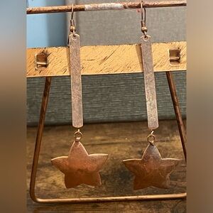 Vintage Copper Dangle Star Earrings